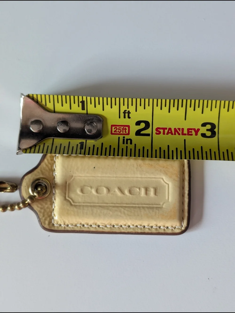 Coach Patent Leather Yellow Hangtag with Gold 1941 Logo Medallion & Ball Chain